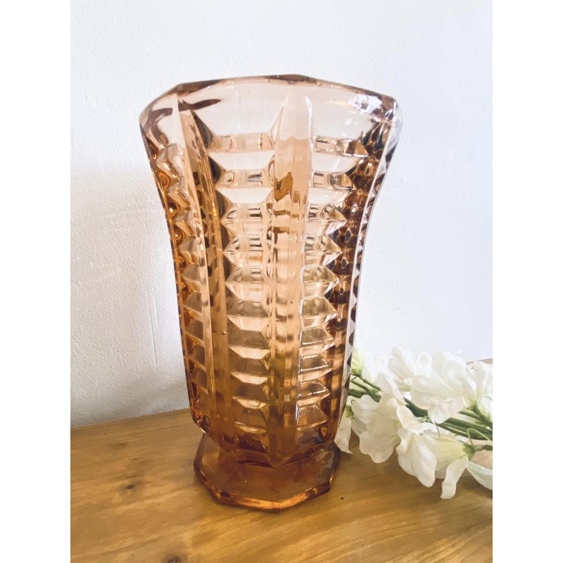 Vase en verre rose Ambré